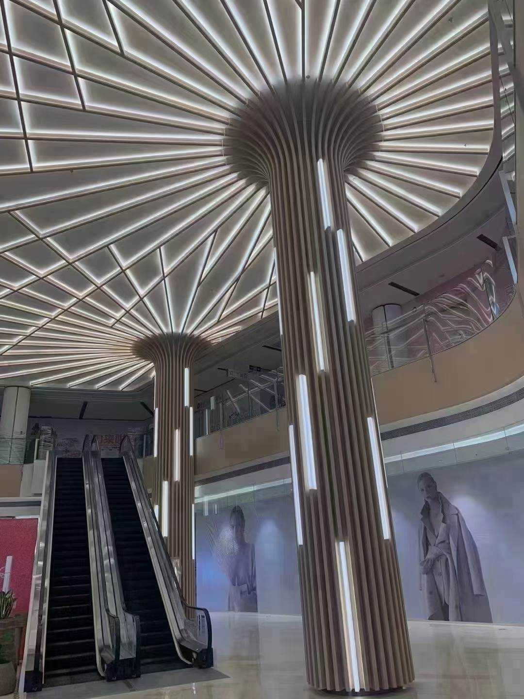 弧形铝方通吊顶 波浪造型天花 波浪吊顶铝型材木纹